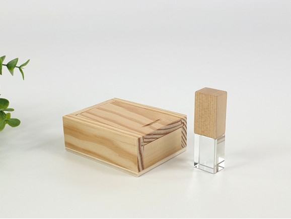 Pack PenDrive Wood and Glass + Natural Box Ref.Pack1002CH5