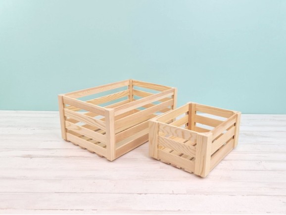 Pine wood basket box 2 sizes Ref.A362517