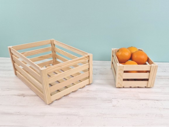 Caja Cesta de madera pino 2 medidas Ref.A362517