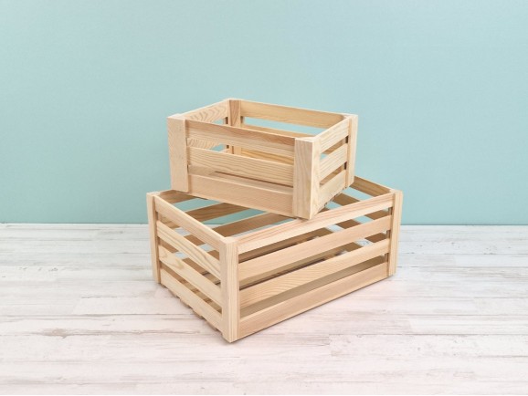 Pine wood basket box 2 sizes Ref.A362517