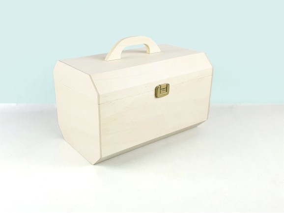 Octagonal wooden suitcase box 31x19x19 cm. with handle Ref.PCM54A