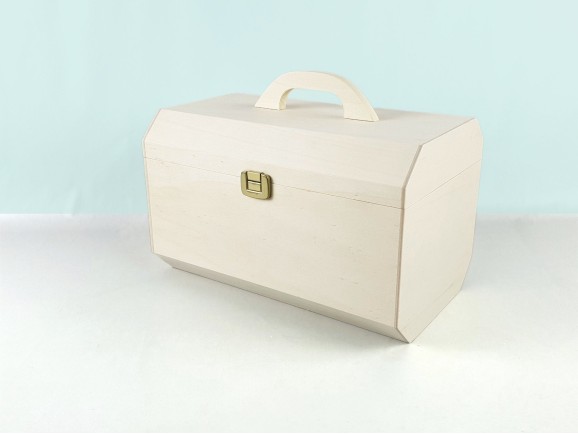 Octagonal wooden suitcase box 31x19x19 cm. with handle Ref.PCM54A