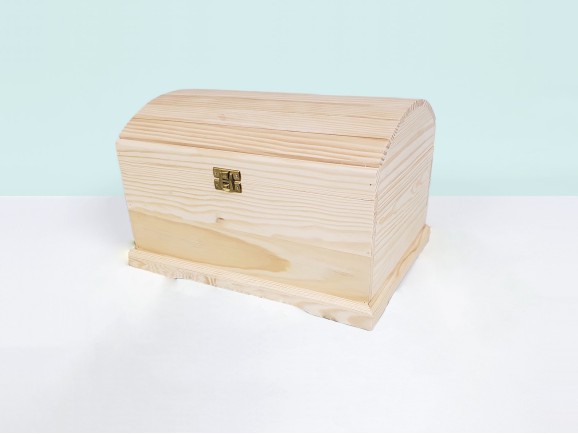 Baúl de madera 29x21x18 cm. c/tapa curva rayada Ref.AR08861