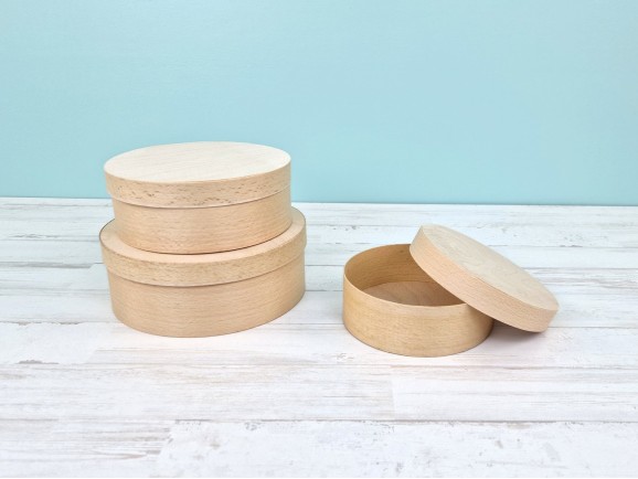 Round wooden Matryoshka boxes 3 pcs. with lid Ref.DRPL400K