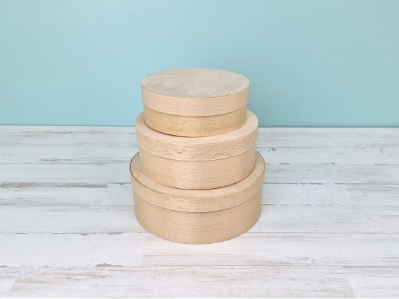 Round wooden Matryoshka boxes 3 pcs. with lid Ref.DRPL400K