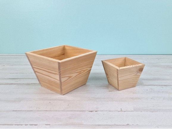 Maceta de madera c/cantos inclinados 2 medidas Ref.DRPO67