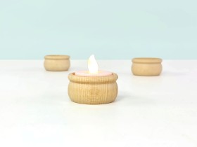 Individual wooden candle holder Ref.OP515392