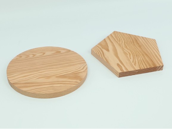 Tabla de madera pino círculo y pentágono Ref.P3742