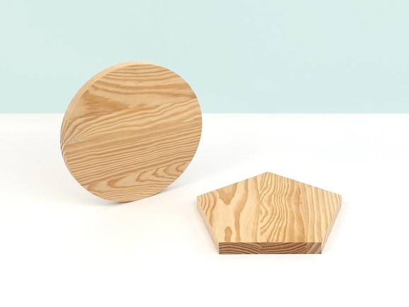 Pine circle and pentagon wooden board Ref.P3742