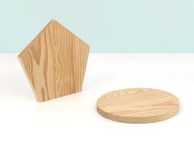 Pine circle and pentagon wooden board Ref.P3742