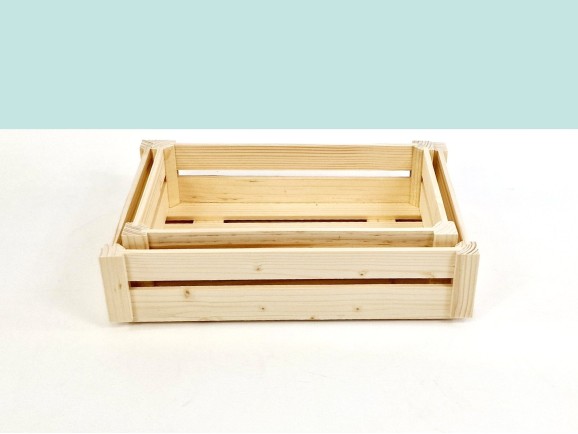 Caja Cesta de madera pino 2 lamas 2 medidas Ref.DRSN10N