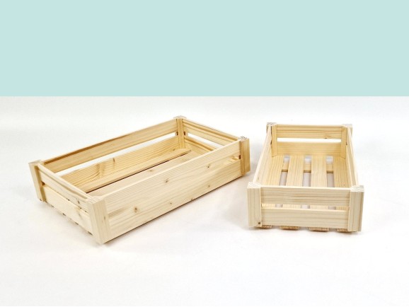 Caja Cesta de madera pino 2 lamas 2 medidas Ref.DRSN10N