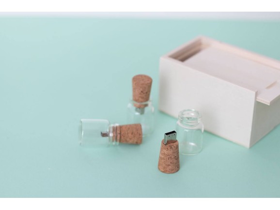 PenDrive Botellita de cristal y corcho Ref.USBCH4
