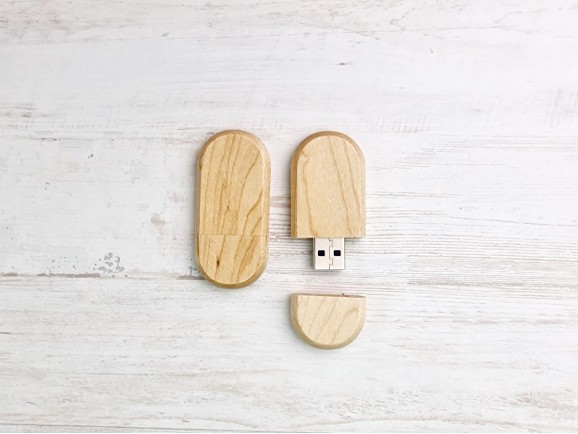 Rounded wooden PenDrive with magnet Ref.USBCH9