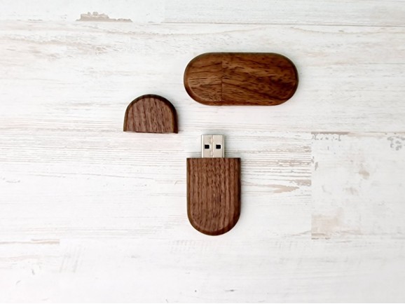 PenDrive de madera Oscura redondeado con imán Ref.USBCH10