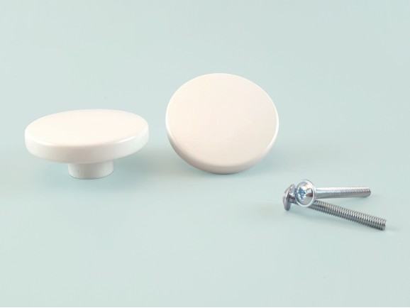 Tirador redondo blanco Ø5 cm. c/tuerca Ref.25