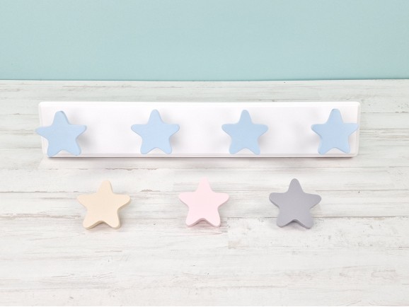 Coat rack wall 2, 3 and 4 hangers Stars Gray Ref.3020