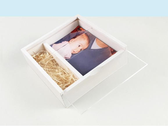 Caja Blanca fotos 10x15 c/Tapa Metacrilato Ref.P00CF13B1M