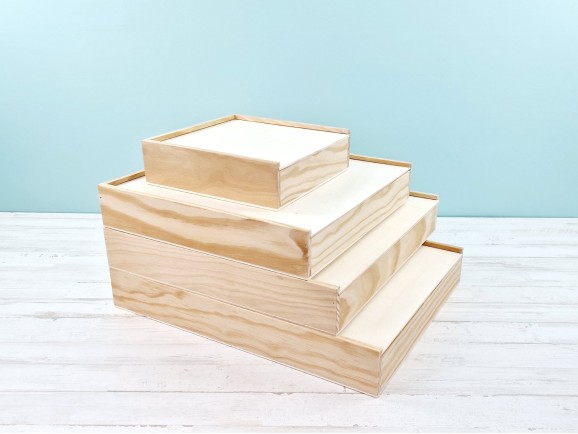 Caja de madera pino para Álbum c/tapa madera varias medidas Ref.P1454C8P