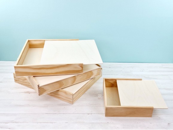 Pine wood box for album with wooden lid, various sizes. Ref.P1454C8P