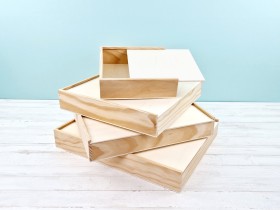 Caja de madera pino para Álbum c/tapa madera varias medidas Ref.P1454C8P