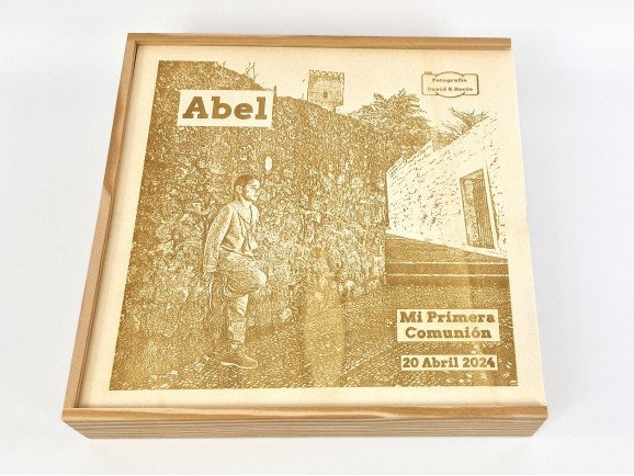 Caja de madera pino para Álbum c/tapa madera varias medidas Ref.P1454C8P