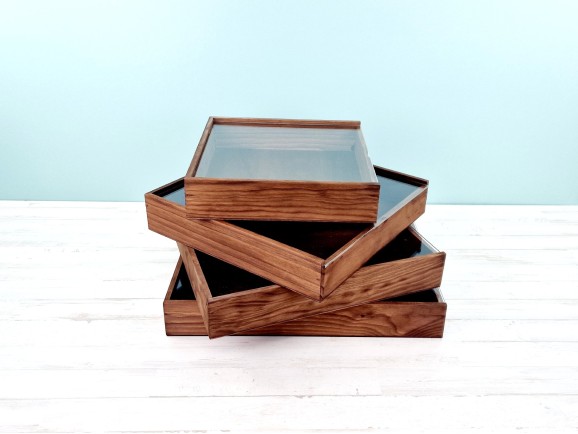 Caja de madera Envejecida para Álbum c/tapa metacrilato varias medidas Ref.P1454C81M