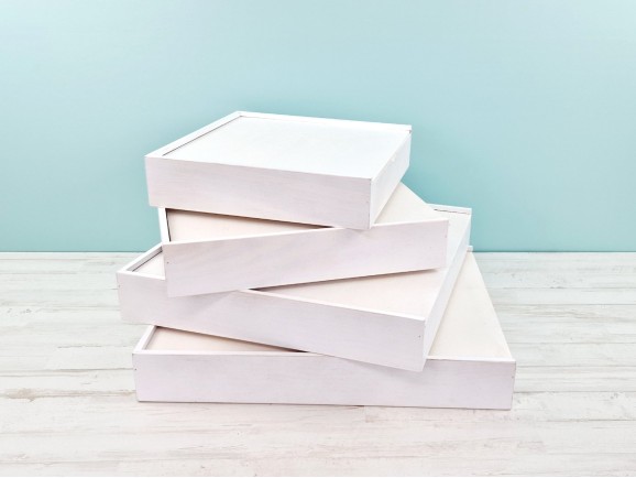 White wooden box for album with wooden lid, various sizes Ref.P1454C8PA