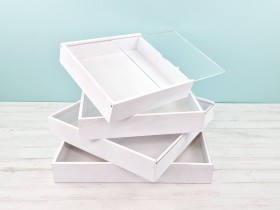 Caja de madera Blanca para Álbum c/tapa metacrilato varias medidas Ref.P1454C8BM