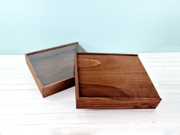 Aged wooden box for album 38.5x33x8 cm 2 lids Ref.P1454C8FC