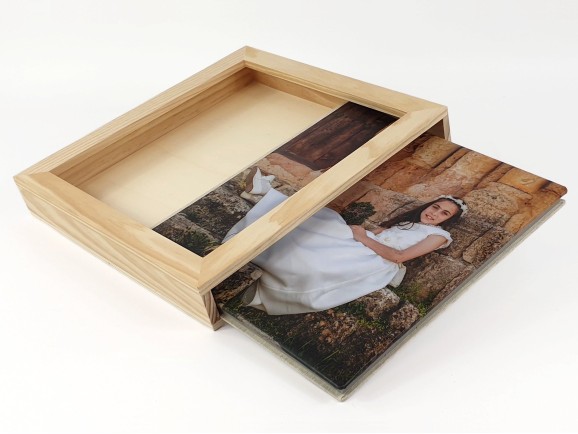 Natural wood frame box for album, various sizes Ref.P1454CAN