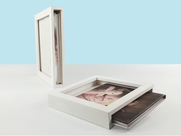 White wooden frame box for album, various sizes Ref.P1454CAB