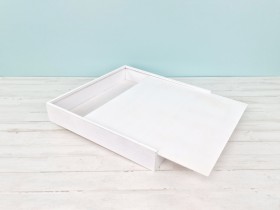 White wooden box for 30x30 album with divider and wooden lid Ref.P1454C8PA-37D