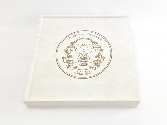 Caja Blanca para Álbum 30x30 c/División y Tapa Madera Ref.P1454C8PA-37D