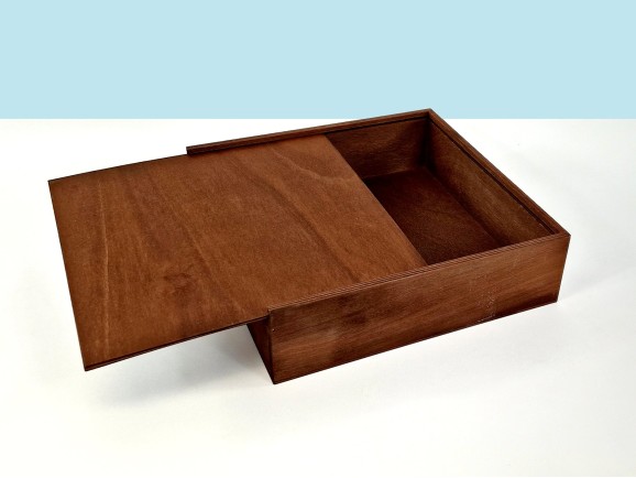 Caja de madera Envejecida 33,5x33,5x9,5 cm. c/tapa corredera Ref.PC7BC