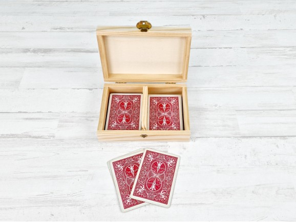 Wooden box 16x11x4 cm. for 2 decks Ref.P78C01