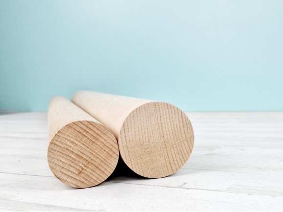 Palo redondo de madera 2 diámetros Ø50 - Ø60 mm. Largo 80 cm.