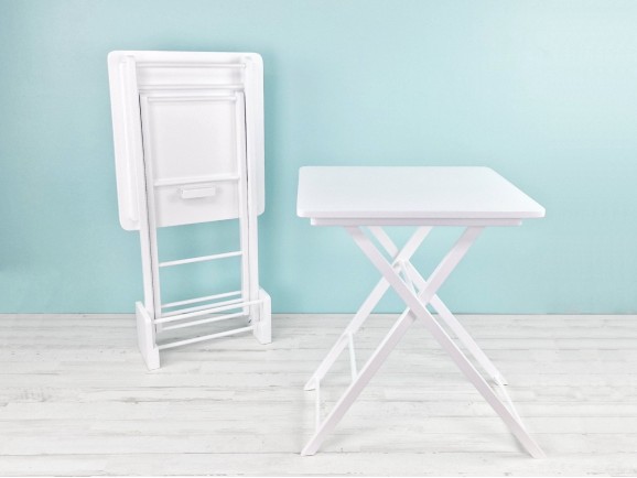 Juego 2 mesas plegables c/soporte Blancas Ref.1391B
