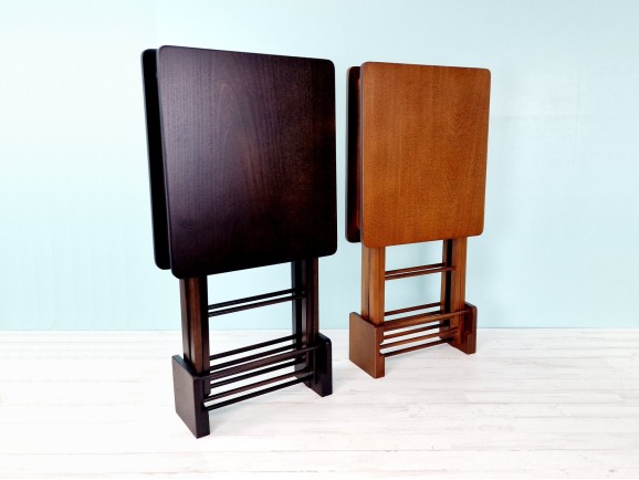 Set of 2 Folding Side Tables with Cherry or Walnut Stand Ref. 1391