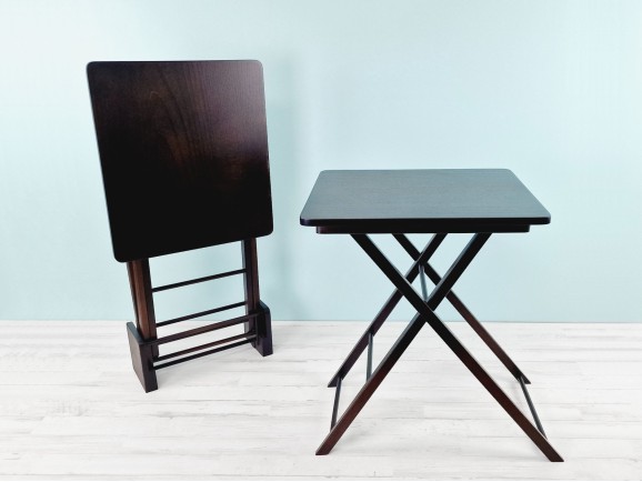 Set of 2 Folding Side Tables with Cherry or Walnut Stand Ref. 1391