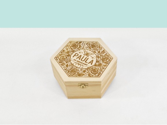 Hexagonal wooden box 3 sizes Ref.P117
