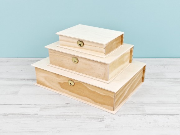 Caja libro de madera 3 medidas Ref.P1320A