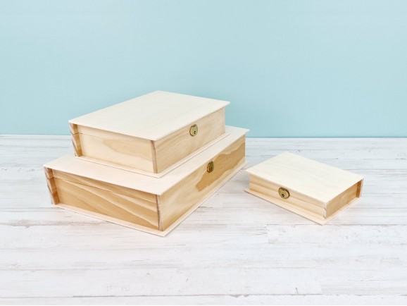 Caja libro de madera 3 medidas Ref.P1320A