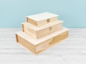 Wooden book box 3 sizes Ref.P1320A