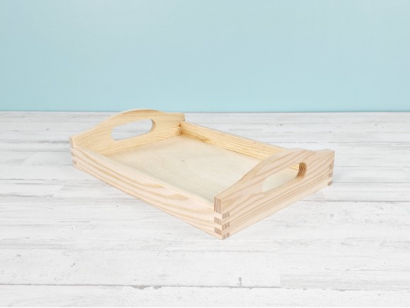 Bandeja de madera rectangular c/asas 30x20x6,5 cm. Ref.DRTC714M