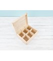 Caja de madera pino 22x17x8,5 cm. 6 divisiones Ref.DRPH306