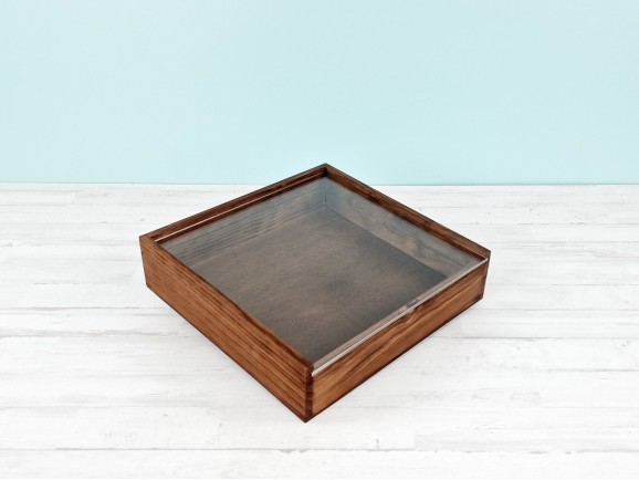 Aged wooden box 29x29x7 cm. 2 lids Ref. P1454C81-27