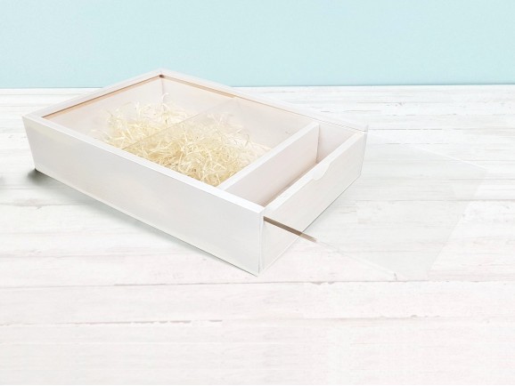 White wooden box for photographers with methacrylate lid Ref.P1454DBM
