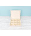 Wooden box 34.5x29.5x9.5 cm. with hinge, clasp and 9 compartments Ref. P78C05
