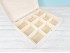 Caja de madera 34,5x29,5x9,5 cm. c/bisagra, broche y 9 divisiones Ref.P78C05